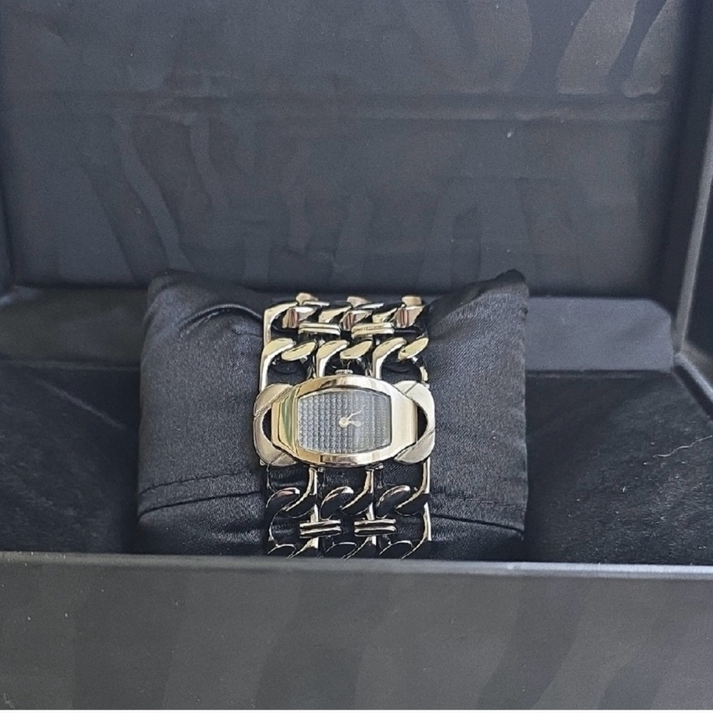 Roberto Cavalli signed gunmetal Bracelet Watch